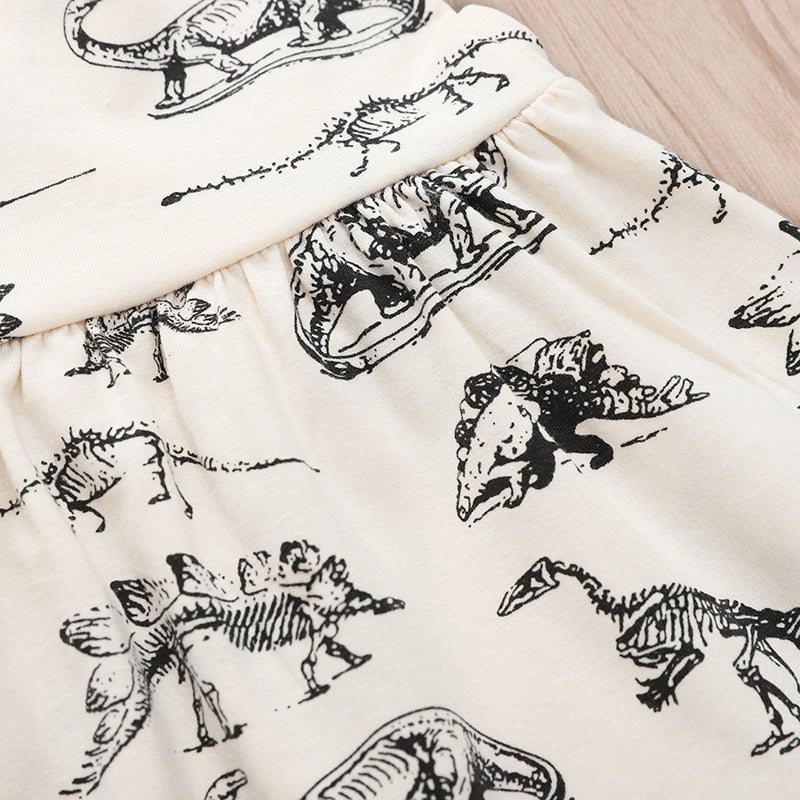 Off White Cross-Back Dinosaur Dress