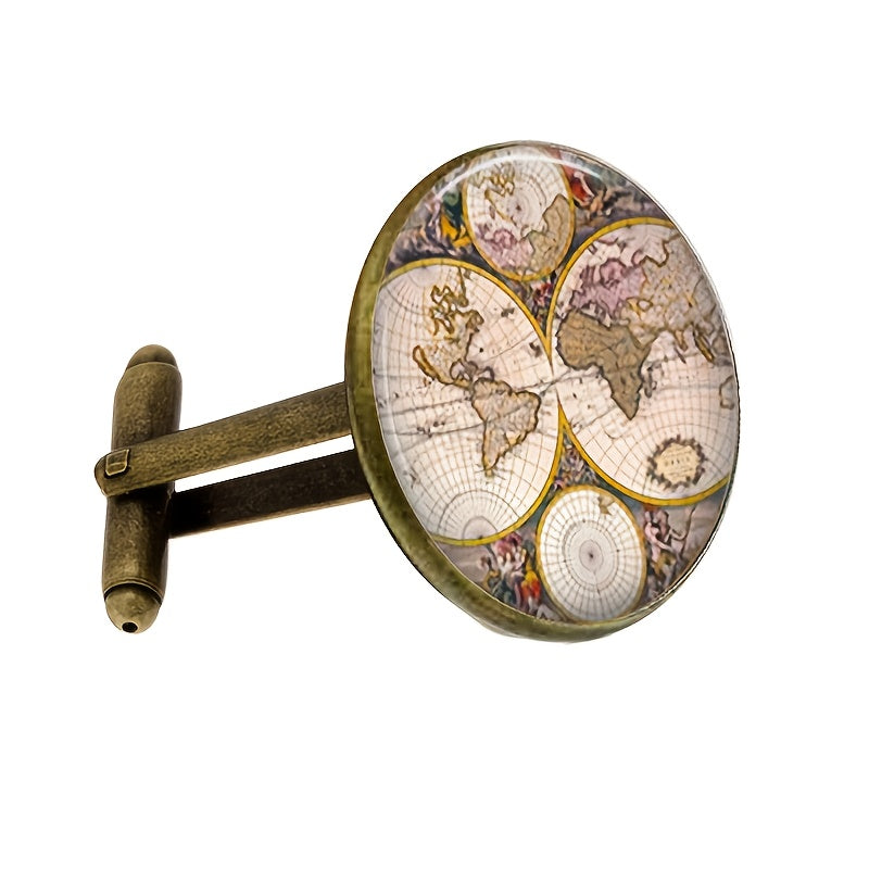 Men's Simple Fashionable New Round Time, Gemstone Zircon Cufflink Sleeve Accessories For Groomsmen Gift, Wedding Day Cufflink