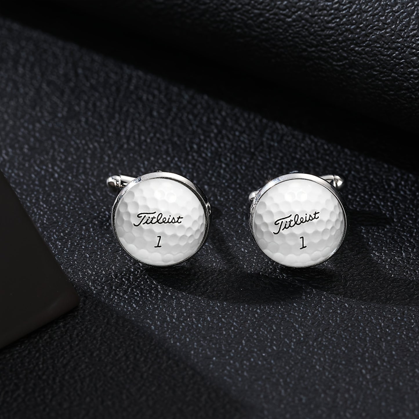 1 Pair Men's Golf Pattern Silver Cufflinks