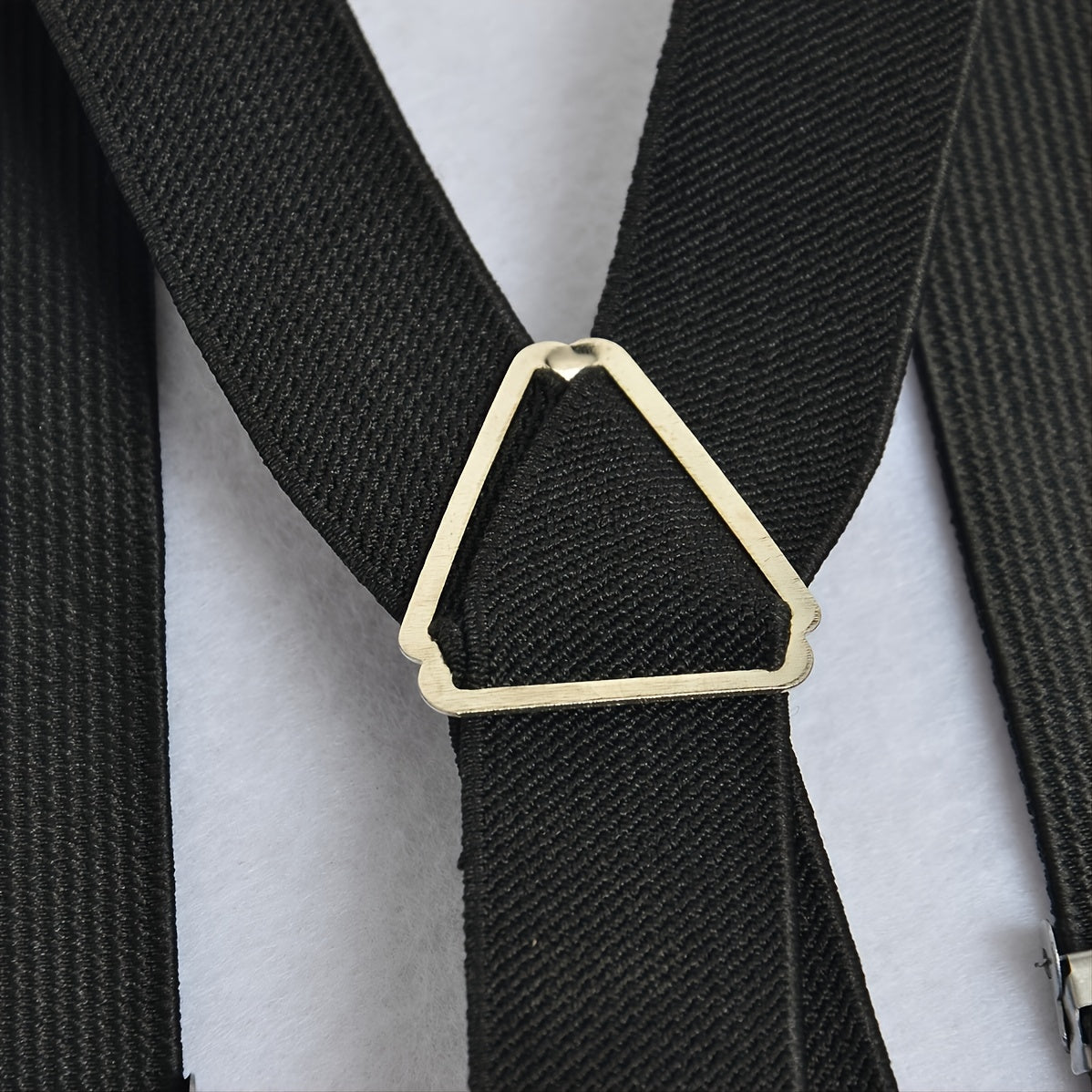 Men's Beige Black Striped Elastic Strap, Four Buckle Strap Overalls Suspenders