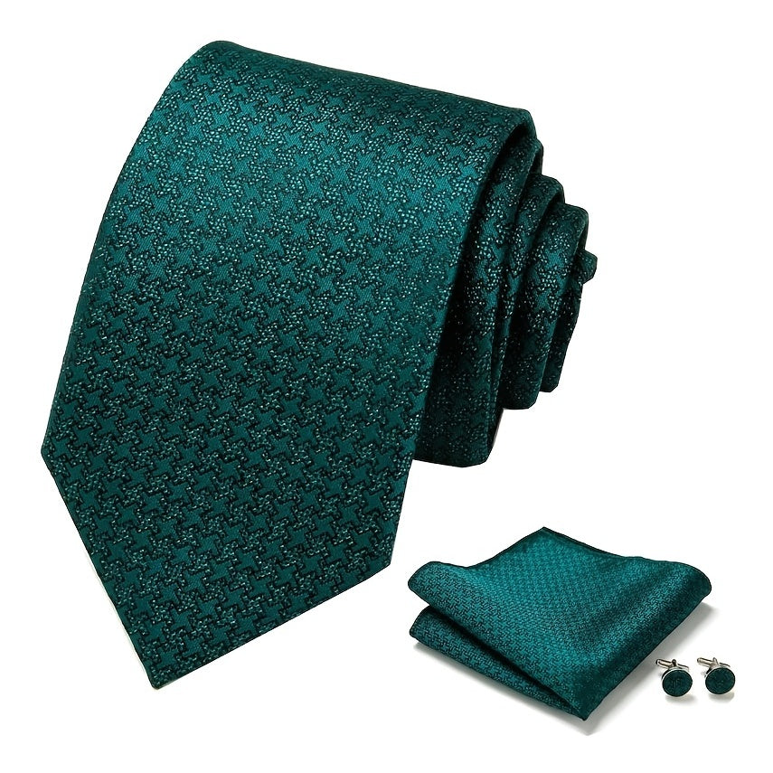 Men's Bow Tie Set Gift Box 6pcs/Set, The Set Includes Tie, Bow Tie, Square Scarf, Cufflinks, Black Gift Box, Green Series