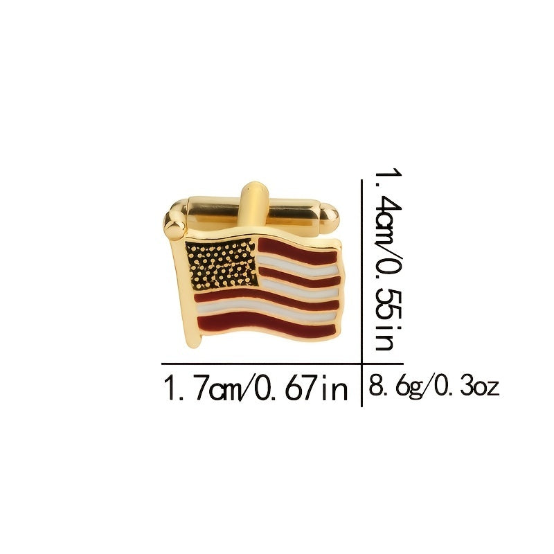 2pcs/set Flag Cufflinks, Alloy Men's Shirt Button, Suit Accessories, American Flag