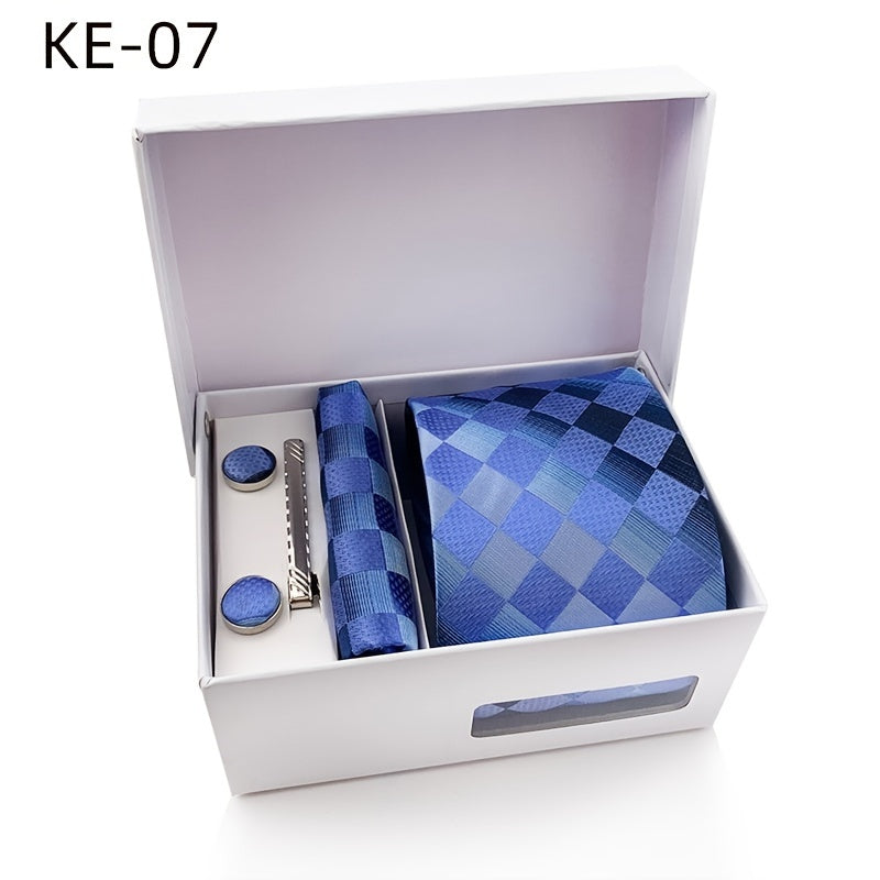 1 Set Men's Tie Gift Box, Tie, Pocket Square, Cufflinks, Tie Clip Set