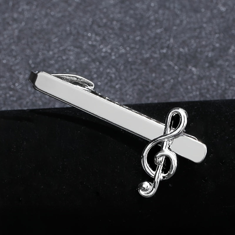 1pc Men's Music Note Decoration Collar Clip Men's Tie Clip Creative Silver High-end Fashion Clips Gifts Charms Artificial Jewelry