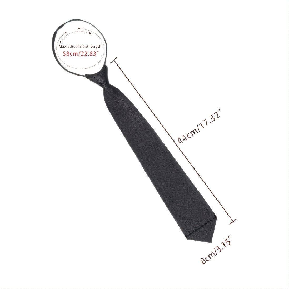 Men's Convenient Adjustable Tie, Solid Color, Black