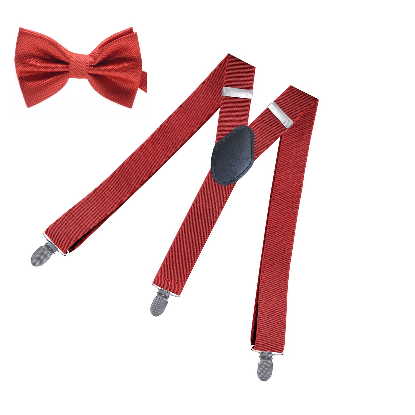 Men's Suspenders Adjustable Elastic - Heavy Duty 1.4 Inch Wide X Shape 3 Strong Clips Suspender Braces And Bow Tie Set