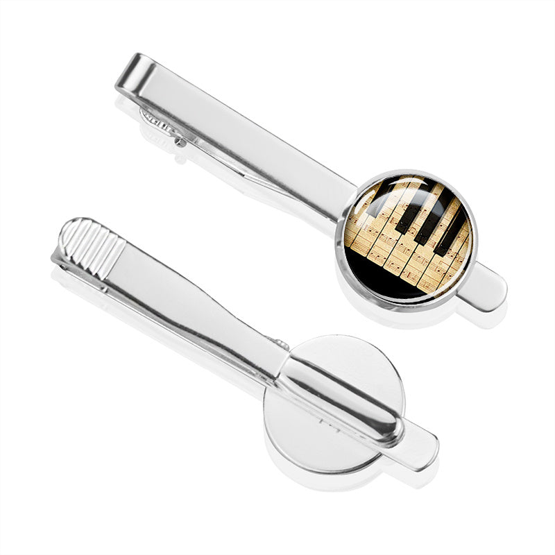 Guitar Tie Clips,  Musical Instruments Tie Pins, Men's Tie Clip Sets, Formal Decorative Accessories