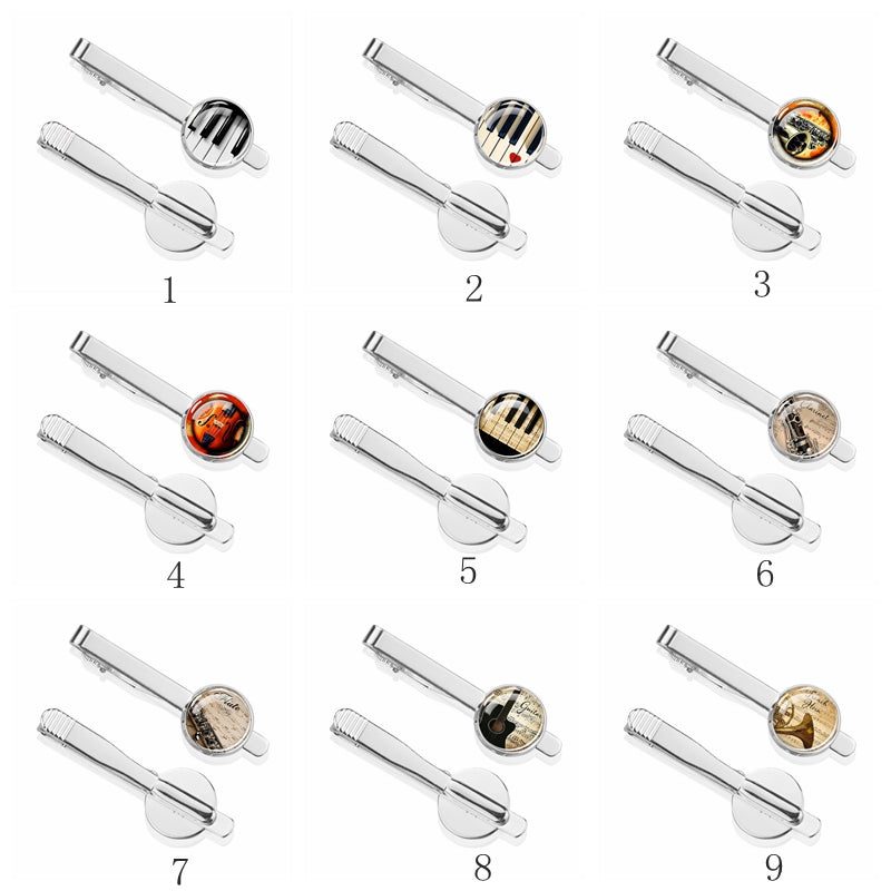 Guitar Tie Clips,  Musical Instruments Tie Pins, Men's Tie Clip Sets, Formal Decorative Accessories