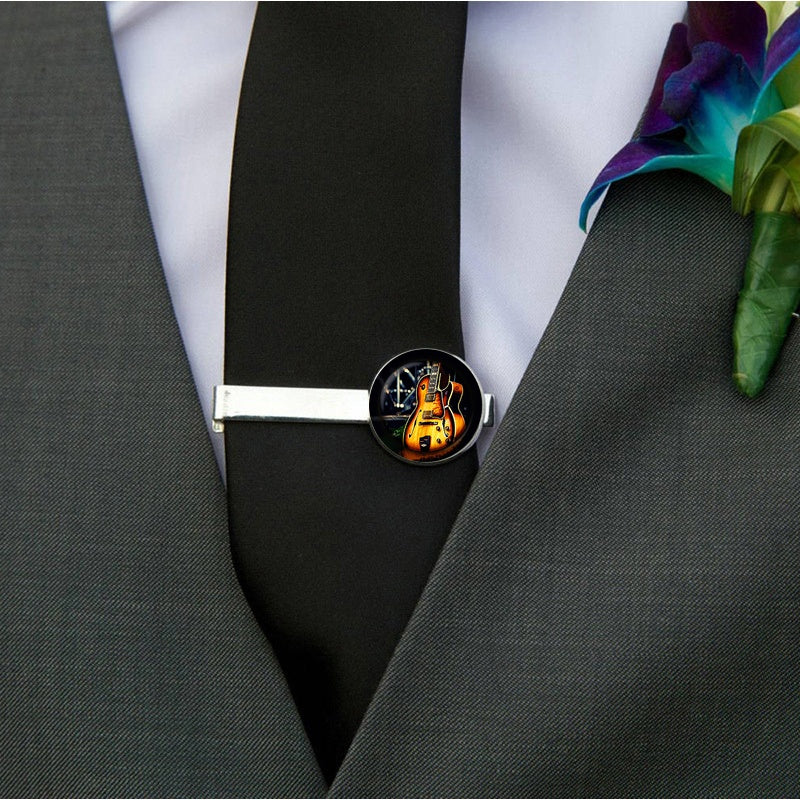 Guitar Tie Clips,  Musical Instruments Tie Pins, Men's Tie Clip Sets, Formal Decorative Accessories