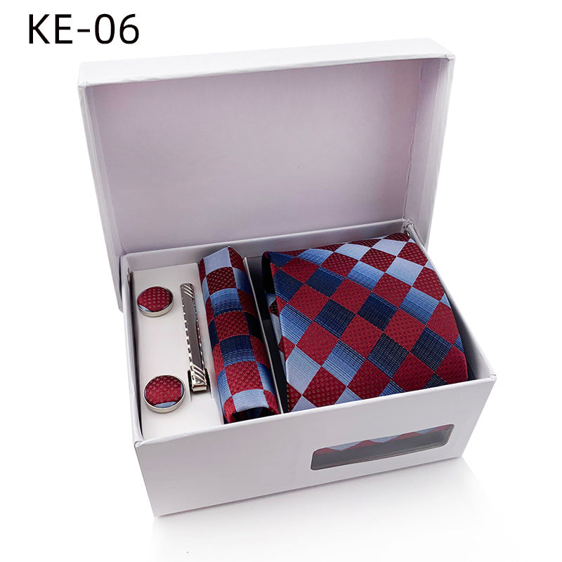 1 Set Men's Tie Gift Box, Tie, Pocket Square, Cufflinks, Tie Clip Set