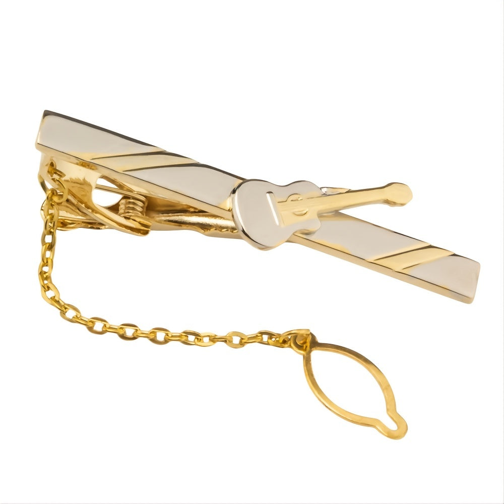 High-end Boutique Golden Guitar Tie Clip, Fashion Copper Collar Tie Clip