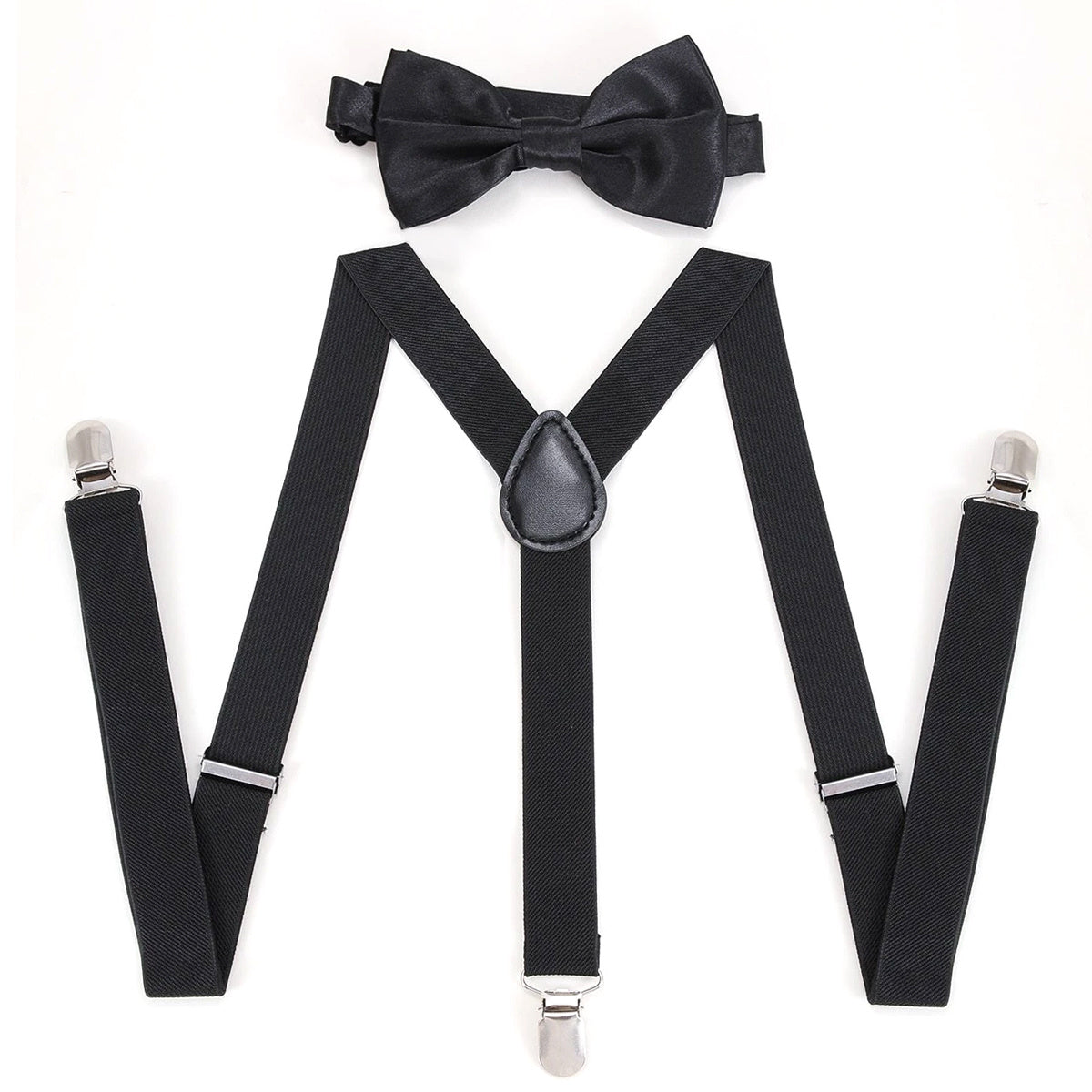 1 set Tuxedo Bow Tie And Suspender Set, Adjustable Men's Bow Ties And Y-Shape Suspenders