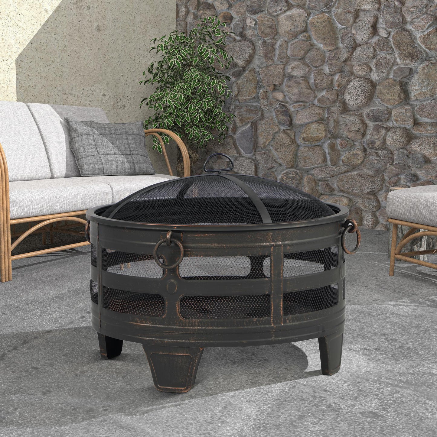 Jose 21.6'' H x 26'' W Steel Wood Burning Outdoor Fire Pit