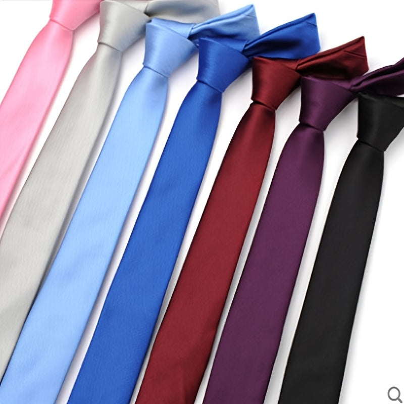 1pc Men's Narrow Tie, Men's Formal Suit Business, Narrow Necktie Professional Marriage Pure Color Tie 145x5cm/57.08*1.97''