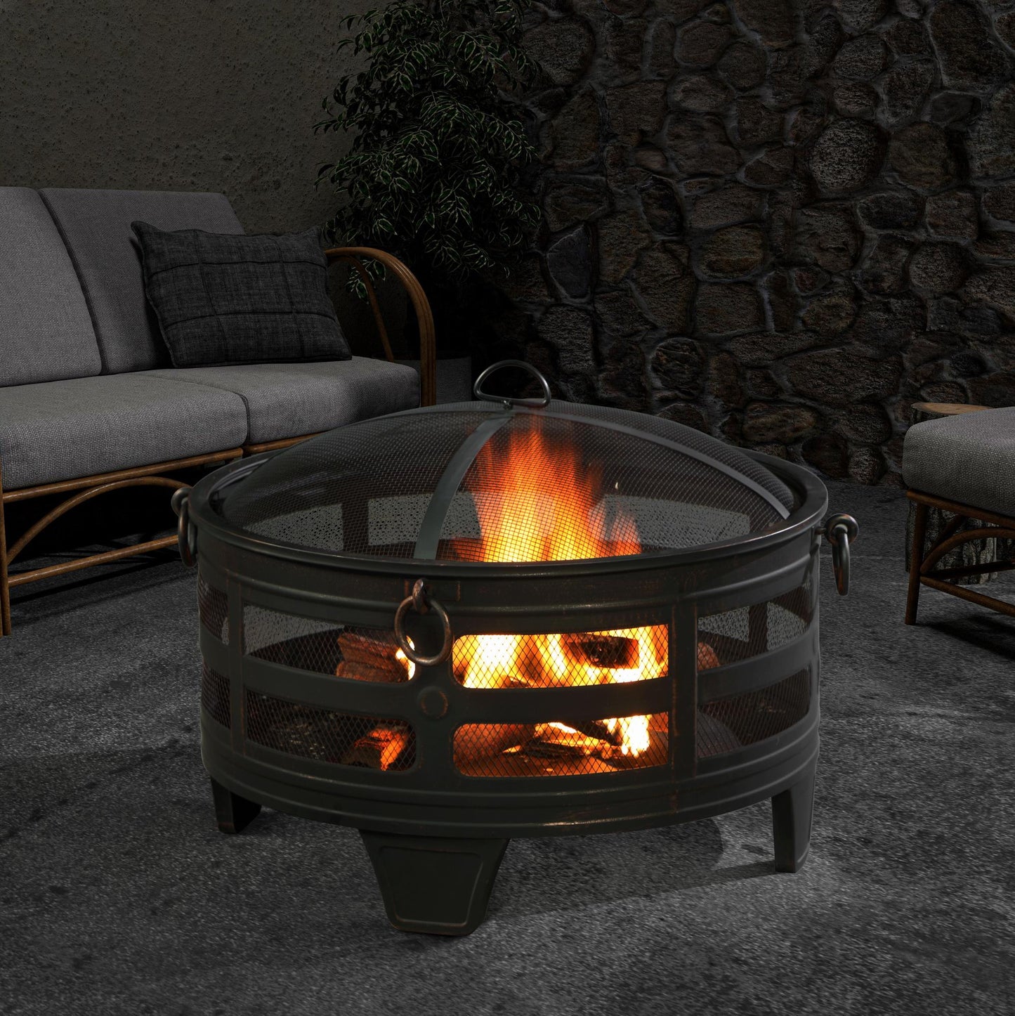 Jose 21.6'' H x 26'' W Steel Wood Burning Outdoor Fire Pit