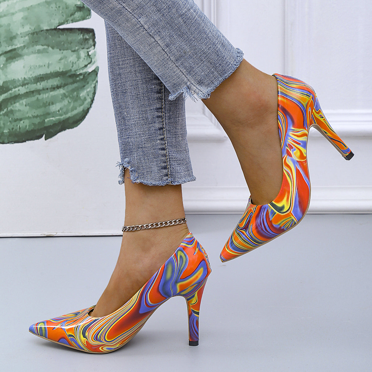 Women's Stiletto Pumps, Colorful Pointed Toe Non Slip High Heels, Women's Footwear