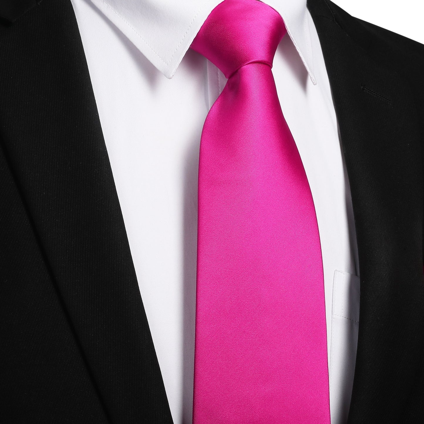 1pc Hot Pink Tie, Satin Necktie