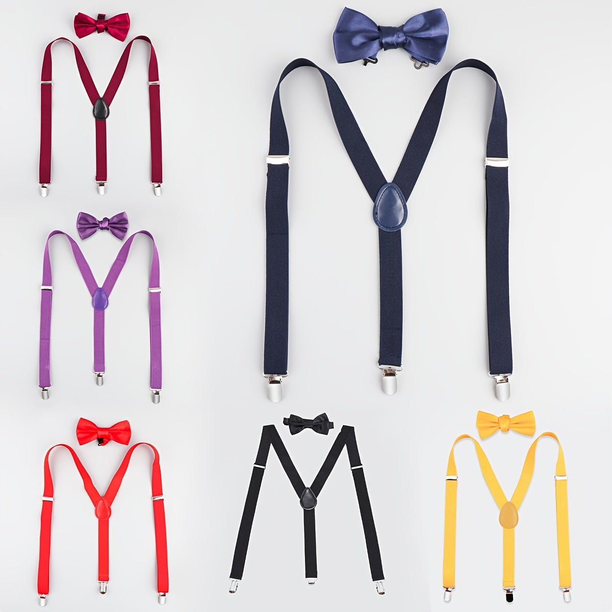 1 set Tuxedo Bow Tie And Suspender Set, Adjustable Men's Bow Ties And Y-Shape Suspenders