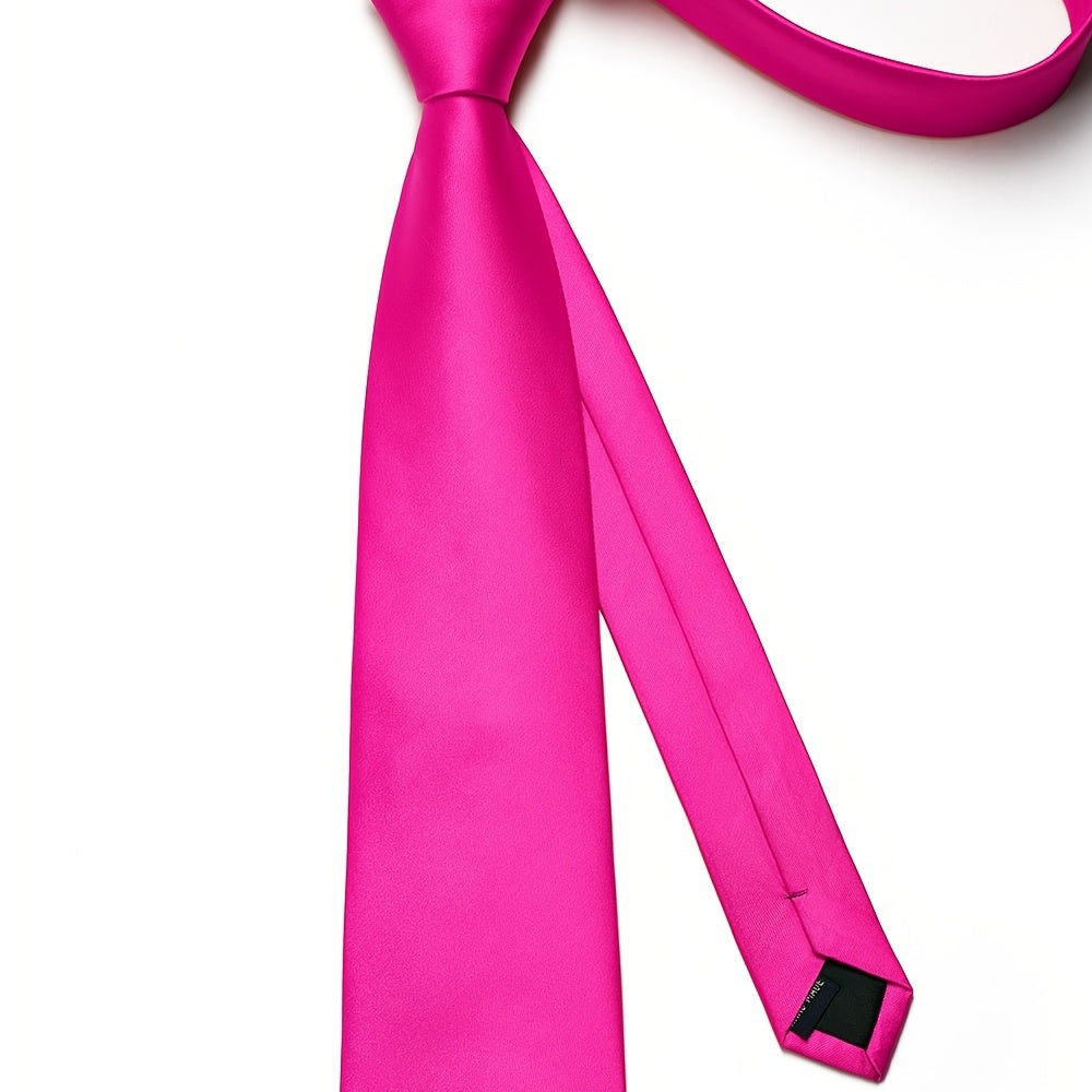 1pc Hot Pink Tie, Satin Necktie