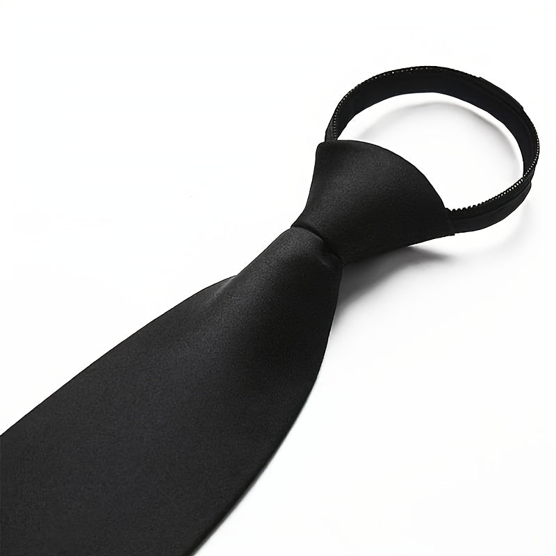 Men's Convenient Adjustable Tie, Solid Color, Black