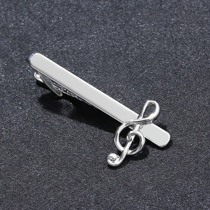 1pc Men's Music Note Decoration Collar Clip Men's Tie Clip Creative Silver High-end Fashion Clips Gifts Charms Artificial Jewelry