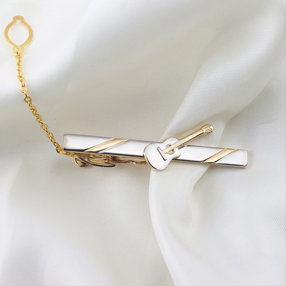 High-end Boutique Golden Guitar Tie Clip, Fashion Copper Collar Tie Clip