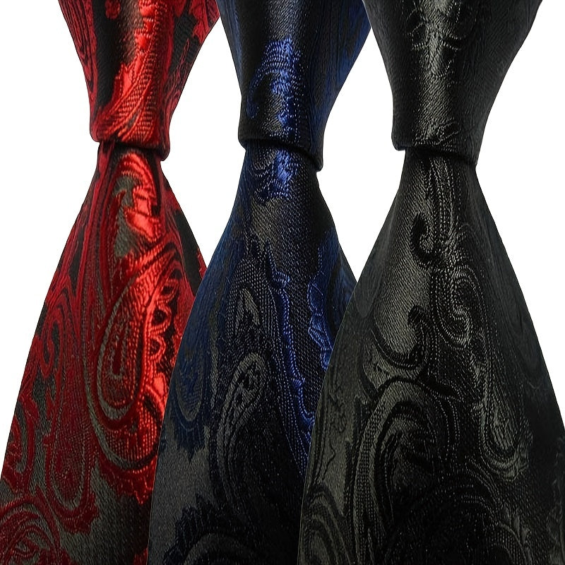 Men's Tie 8cm Black, Blue Business Tie, Red Stripe Men's High-end Wedding Groom Trendy Tie