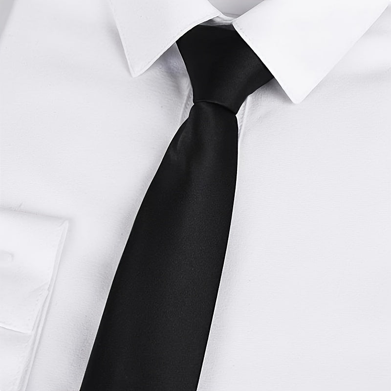 Men's Convenient Adjustable Tie, Solid Color, Black