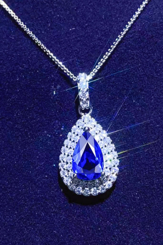 2 Carat Moissanite Teardrop Pendant Necklace