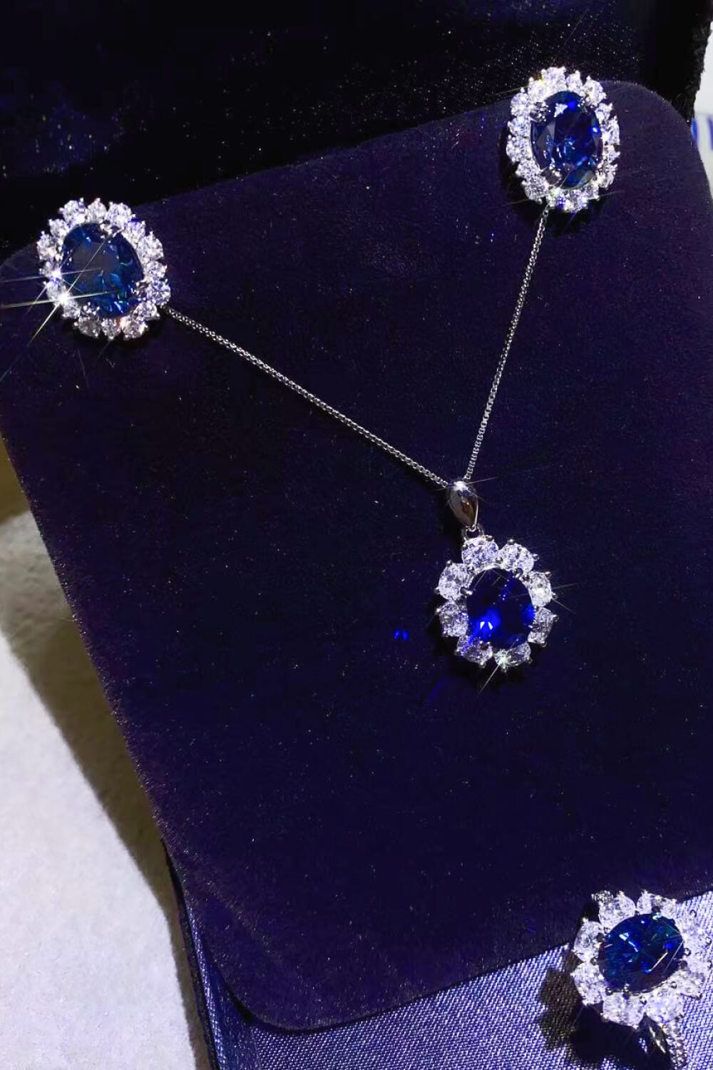 8 Carat Moissanite Earrings, Necklace, and Ring Set