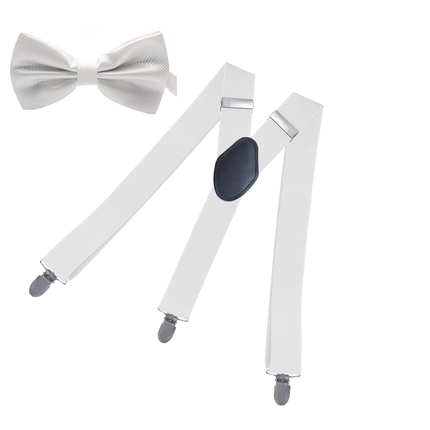 Men's Suspenders Adjustable Elastic - Heavy Duty 1.4 Inch Wide X Shape 3 Strong Clips Suspender Braces And Bow Tie Set