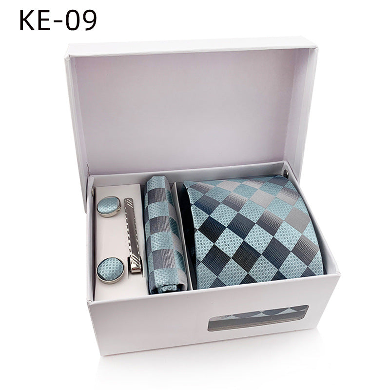 1 Set Men's Tie Gift Box, Tie, Pocket Square, Cufflinks, Tie Clip Set