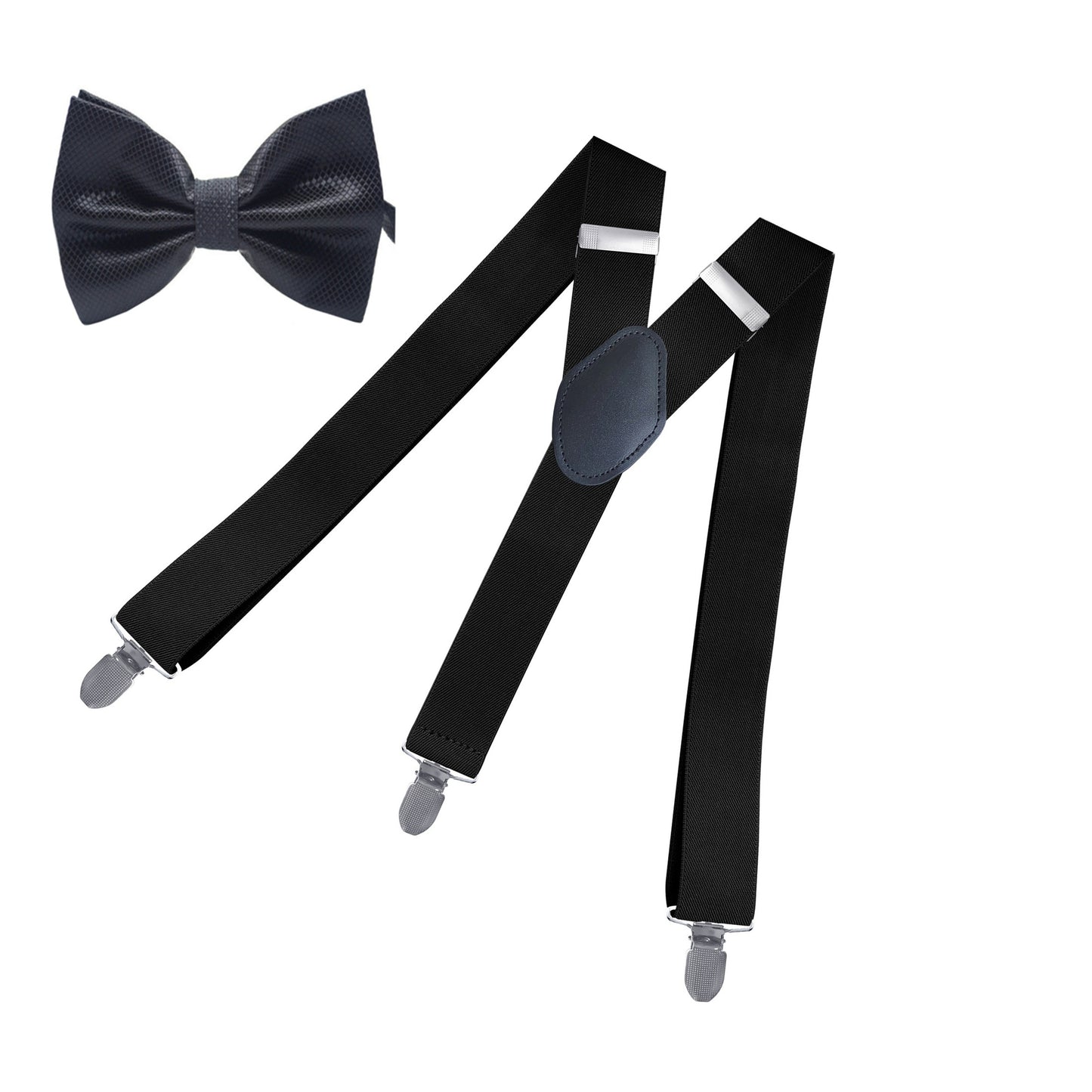 Men's Suspenders Adjustable Elastic - Heavy Duty 1.4 Inch Wide X Shape 3 Strong Clips Suspender Braces And Bow Tie Set