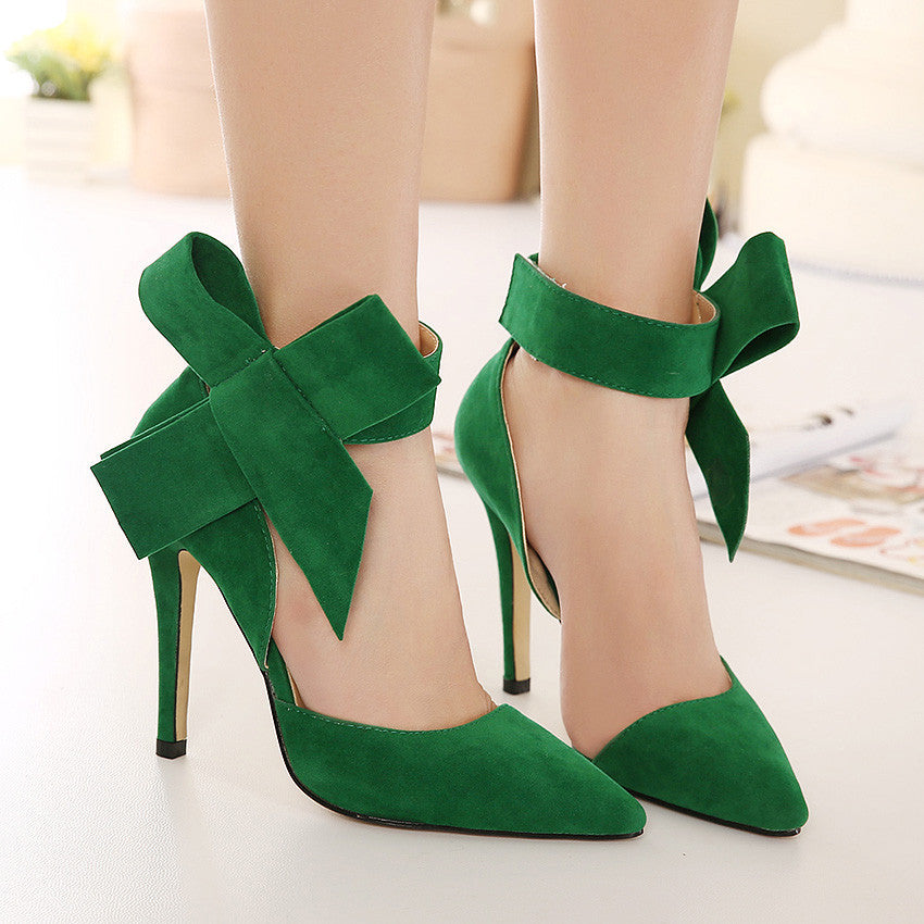 Women's Big Bowknot Pointed Toe High Heels, Fashionable Stiletto Heeled D'Orsay Party Shoes, Heels