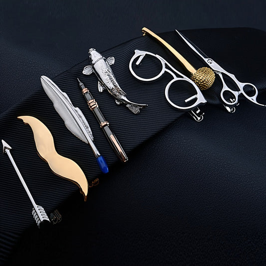 1pc Men's Tie Clips, Creative Shape Clips, Business Fashion Tie Clips, (Shape: Sword/Gun/Arrow/Glasses/Key)