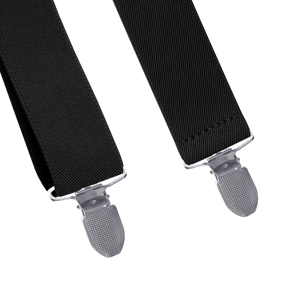 Men's Suspenders Adjustable Elastic - Heavy Duty 1.4 Inch Wide X Shape 3 Strong Clips Suspender Braces And Bow Tie Set