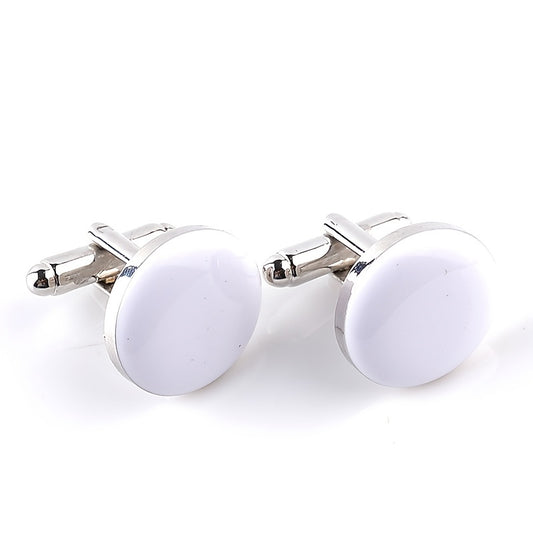 1 pair Men's Round Two-Colored Cufflinks, Fashion Sleeve Buckle Sleeve