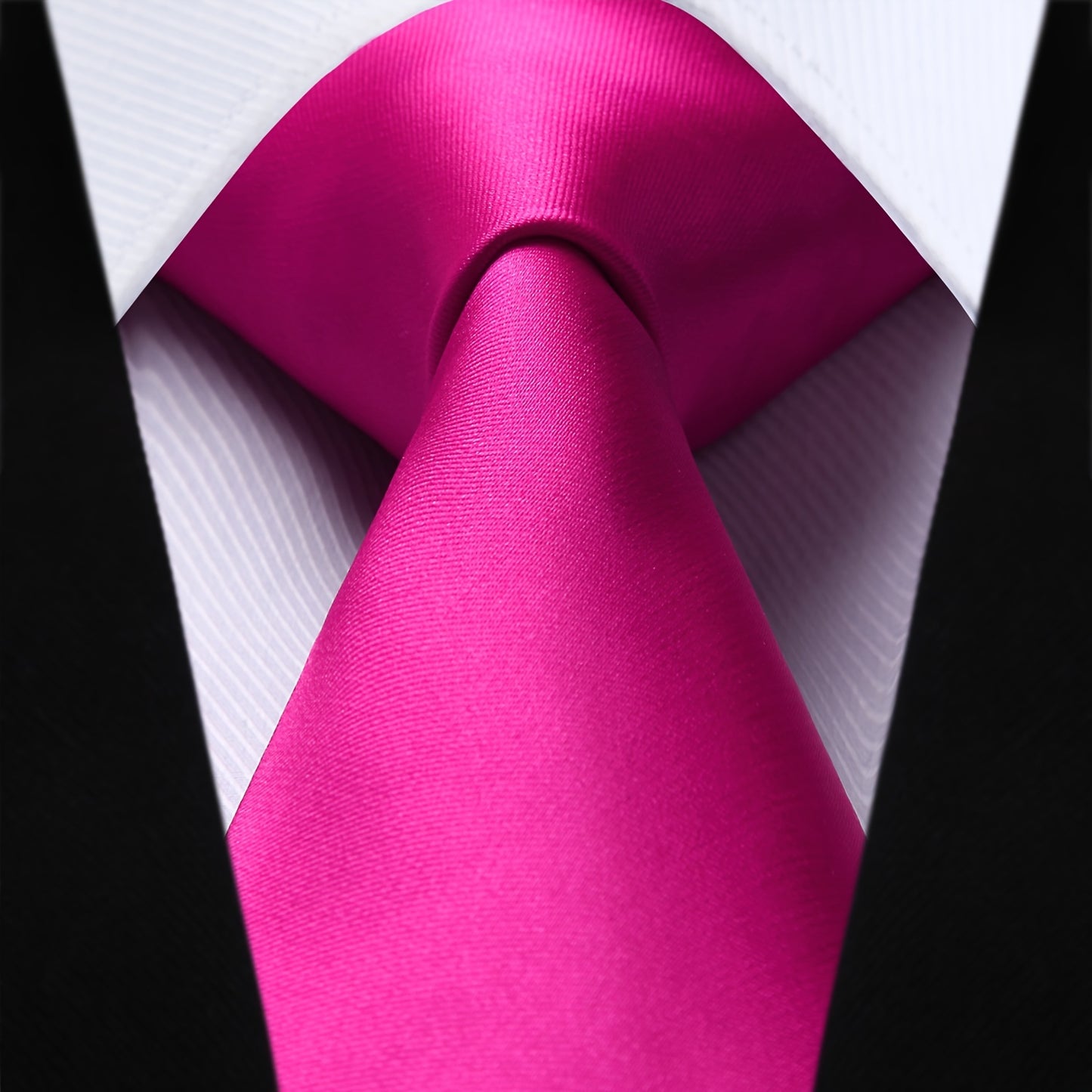 1pc Hot Pink Tie, Satin Necktie