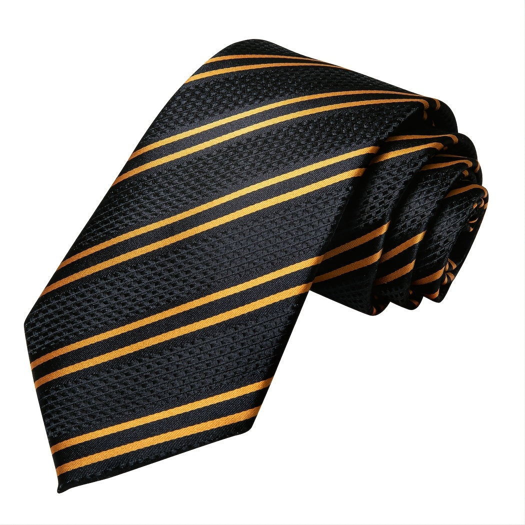 Men's Hi-Tie Classic Fashion Striped Necktie Set With Cufflinks