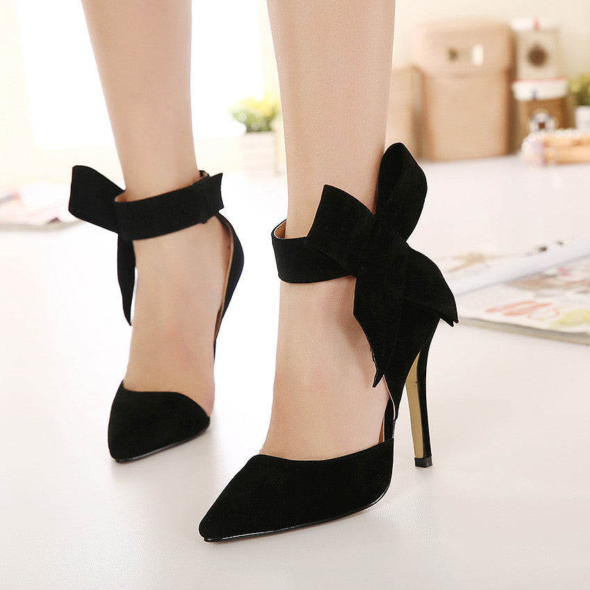 Women's Big Bowknot Pointed Toe High Heels, Fashionable Stiletto Heeled D'Orsay Party Shoes, Heels