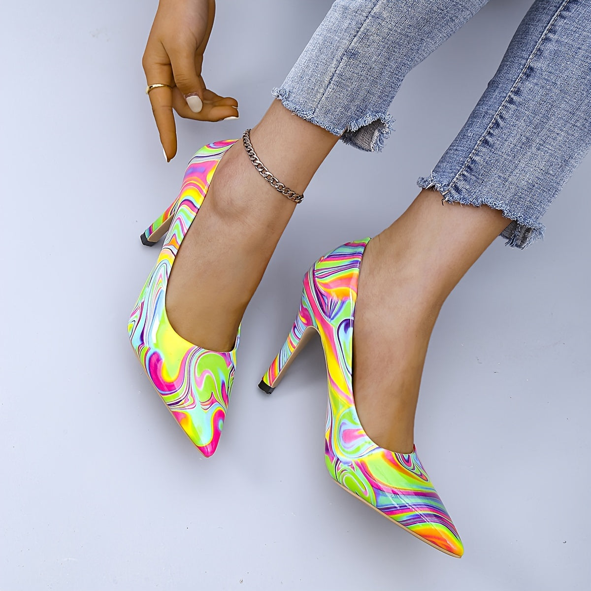 Women's Stiletto Pumps, Colorful Pointed Toe Non Slip High Heels, Women's Footwear