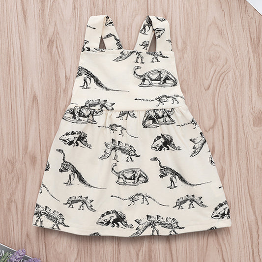 Off White Cross-Back Dinosaur Dress